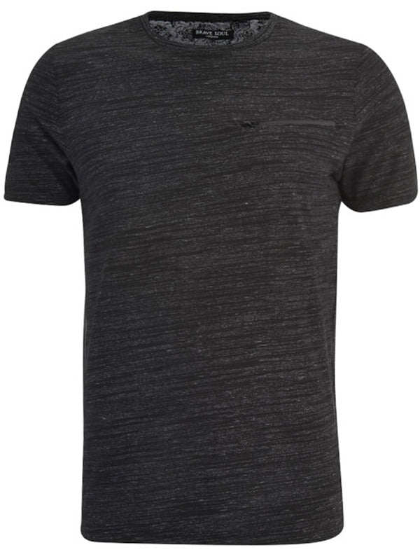 Gustav Spacedye T-shirt with Zip Pocket in Charcoal