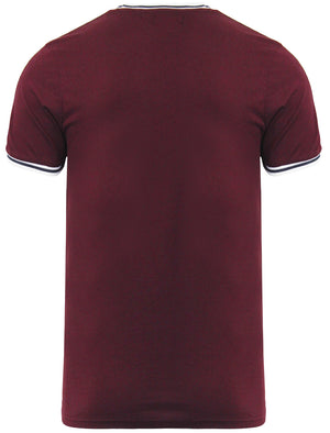Kailash Racer Stripe Crew Neck T-shirt in Oxblood
