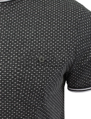 Martian Jacquard Crew Neck T-Shirt with Pocket in Charcoal
