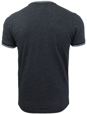 Martian Jacquard Crew Neck T-Shirt with Pocket in Navy