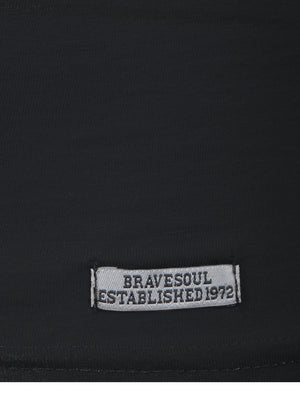Quartz Henley Neck Short Sleeve Cotton T-Shirt In Navy