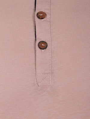 Quartz Henley Neck Short Sleeve Cotton T-Shirt In Pink