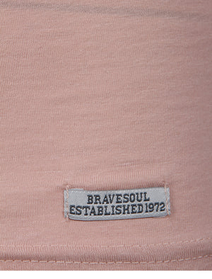 Quartz Henley Neck Short Sleeve Cotton T-Shirt In Pink