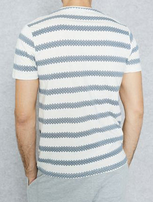 Nile Graphic Print Cotton T-Shirt with Chest Pocket in Cream
