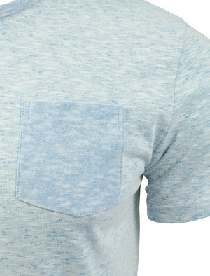 Nixon Space Dye Cotton Slub T-Shirt with Chest Pocket in Sea Blue Marl