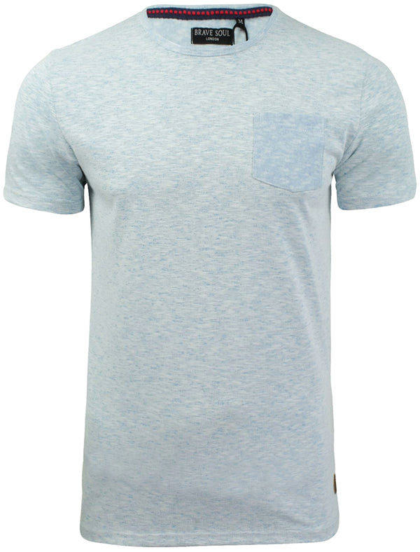 Nixon Space Dye Cotton Slub T-Shirt with Chest Pocket in Sea Blue Marl