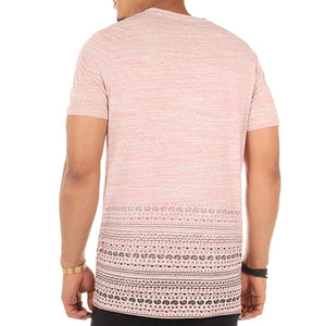 Noble Crew Neck T-Shirt with Faded Paisley Print in Pink