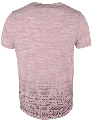 Noble Crew Neck T-Shirt with Faded Paisley Print in Pink