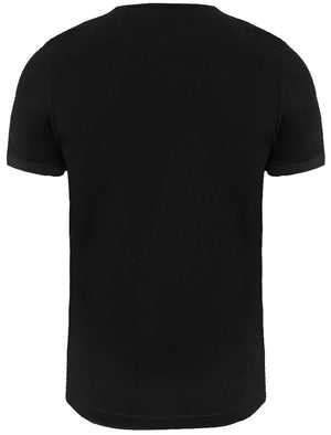 Ortiz Cotton T-Shirt with Perforated Chest Pocket in Black