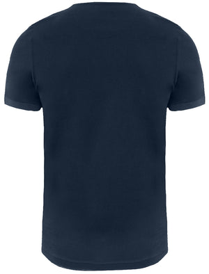 Ortiz Cotton T-Shirt with Perforated Chest Pocket in Navy