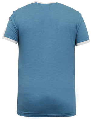Pete Shoulder Panel Jersey Marl Ringer T-Shirt in Blue