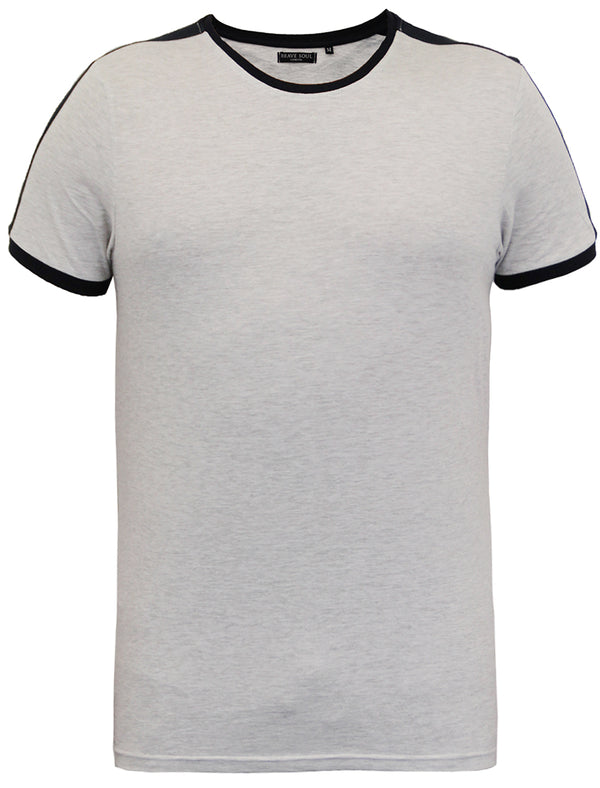 Pete Shoulder Panel Jersey Marl Ringer T-Shirt in Ecru