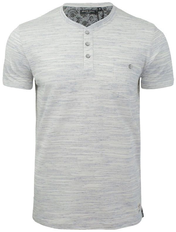 Petrak Space Dye Henley T-Shirt in Blue / Ivory