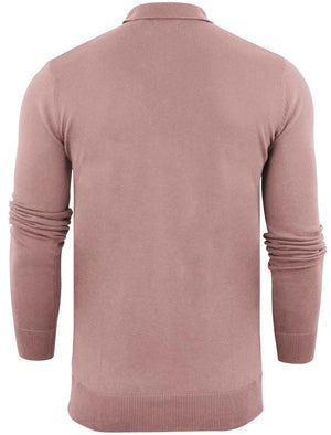 Placket C Long Sleeve Knitted Polo Shirt in Pink
