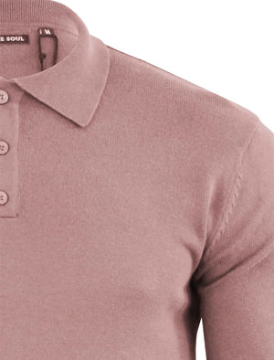 Placket C Long Sleeve Knitted Polo Shirt in Pink