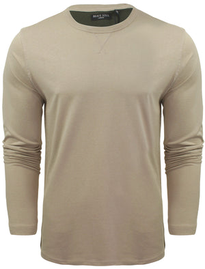 PragueD Long Sleeve Cotton Jersey Top in Mushroom