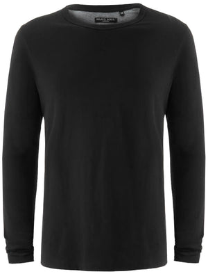 PragueC Long Sleeve Cotton Jersey Top in Black