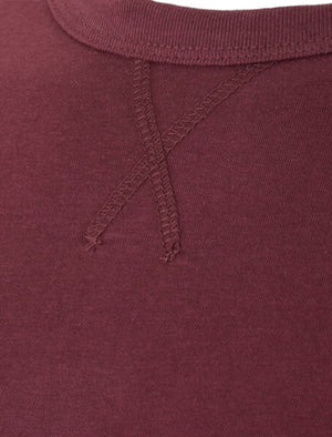 PragueC Long Sleeve Cotton Jersey Top in Burgundy