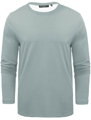 PragueJ Long Sleeve Cotton Jersey Top in Steel Blue