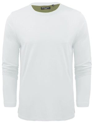 PragueJ Long Sleeve Cotton Jersey Top in Optic White