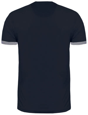 Pyramid Roll Sleeve T-Shirt with Chest Pocket in Navy