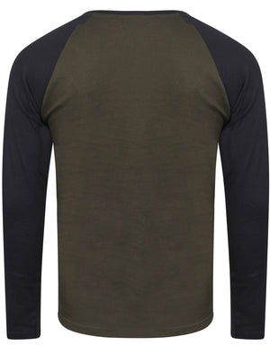 Rasmus Henley Long Sleeve Top in Khaki / Navy Marl