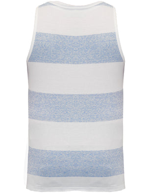 Remus Striped Vest Top With Chest Pocket in White & Blue Marl