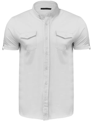RobertS Jersey Short Sleeve Shirt with Military Pockets in White