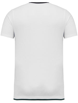 Smith V Neck Mock Insert Cotton T-Shirt in Ivory