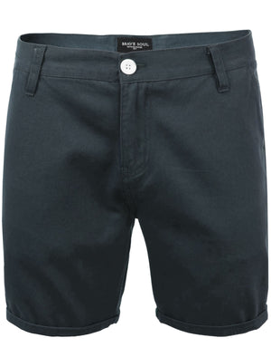 Smithpka Cotton Chino Shorts with Turnup Hem in Navy