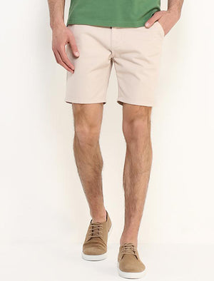 Smithpkd Cotton Chino Shorts with Turnup Hem in Stone