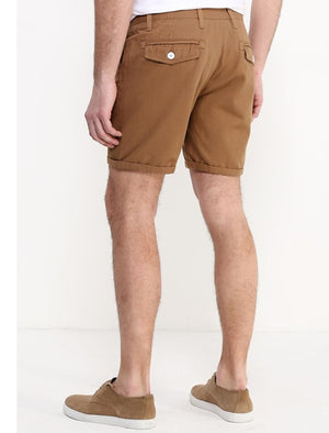 Smithpka Cotton Chino Shorts with Turnup Hem in Tabacco