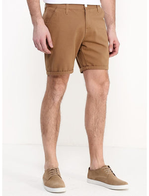 Smithpka Cotton Chino Shorts with Turnup Hem in Tabacco