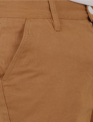 Smithpka Cotton Chino Shorts with Turnup Hem in Tabacco