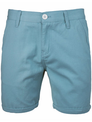 Smithpke Cotton Chino Shorts with Turnup Hem in Blue