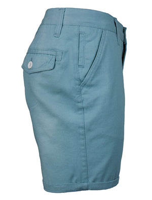 Smithpke Cotton Chino Shorts with Turnup Hem in Blue