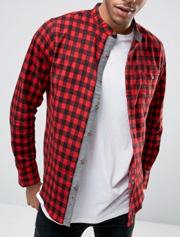 Spirit Long Sleeve Checked Cotton Shirt in Red