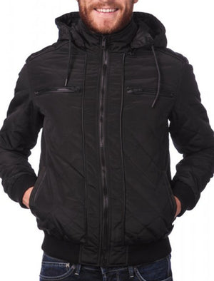Tilsley Diamond Quilted Jacket with Detachable Hood in Black