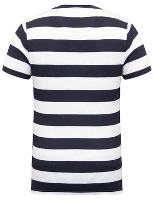 Tropic Striped Sunglasses Print T-Shirt in Navy & White