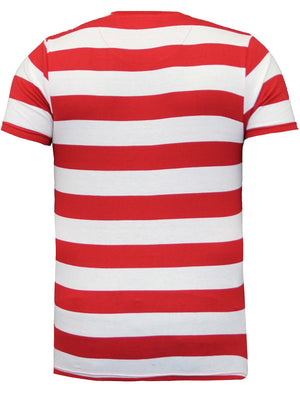 Tropic Striped Sunglasses Print T-Shirt in Red & White