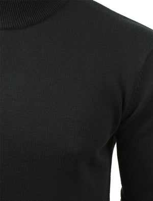 Turtle High Neck Cotton Knitted Jumper in Black