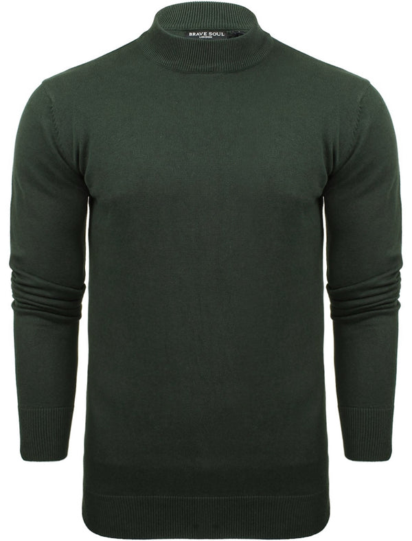 TurtleD High Neck Cotton Knitted Jumper in Green