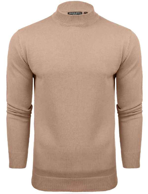 TurtleD High Neck Cotton Knitted Jumper in Mushroom