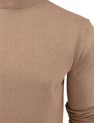 TurtleD High Neck Cotton Knitted Jumper in Mushroom