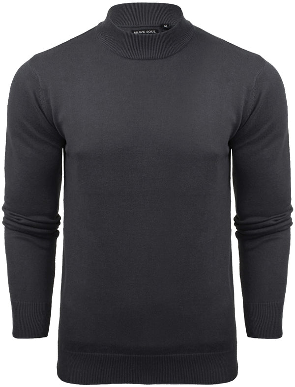 TurtleD High Neck Cotton Knitted Jumper in Dark Navy