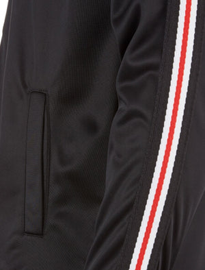 Vintage Zip Through Track Jacket with Funnel Neck in Black
