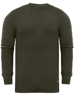 WarrenB Crew Neck Cotton Knitted Jumper in Khaki
