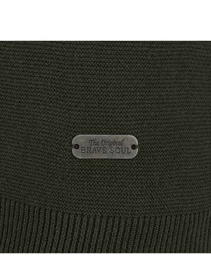 WarrenB Crew Neck Cotton Knitted Jumper in Khaki