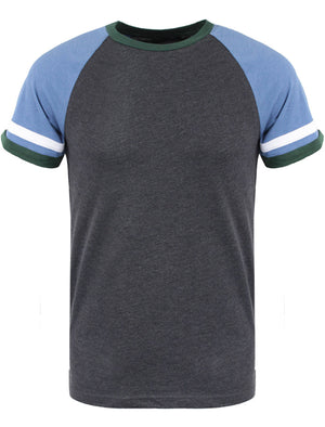 Wayne Raglan Short Sleeve Cotton T-Shirt in Charcoal