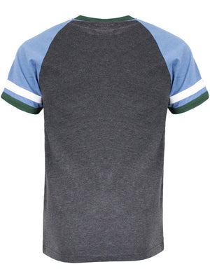 Wayne Raglan Short Sleeve Cotton T-Shirt in Charcoal